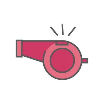 Red whistle sounding single flat icon. Consept of warning or command. Vecto.. Stock Illustration