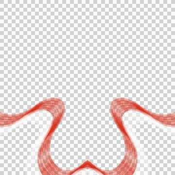 Red White 3D Wavy Ribbon Scalloped Bottom Border Element Stock Illustration