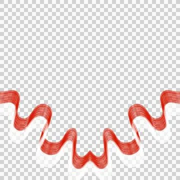 Red White 3D Wavy Ribbon Scalloped Bottom Border Stock Illustration