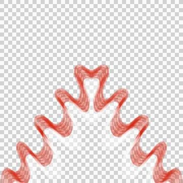 Red White 3D Wavy Ribbon Spiky Bottom Border Graphic Stock Illustration