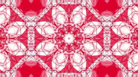 Red-white abstract animated background. Kaleidoscope patterns. 3D rendering Stock Footage 118471028