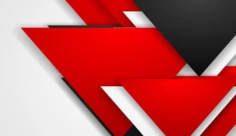 Red, white and black triangles abstract tech background Illustrazione stock