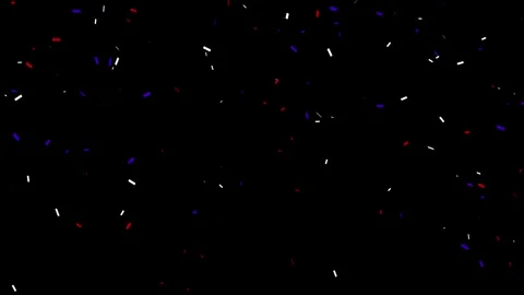 Red White and Blue Confetti Falling Animation on Dark Background Stock Footage 342345869