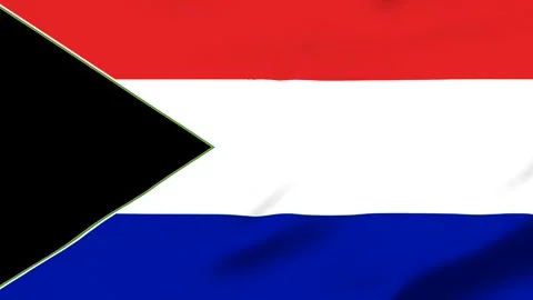 Red white and blue flag with black triangle on transparent background Stock Footage 343317382