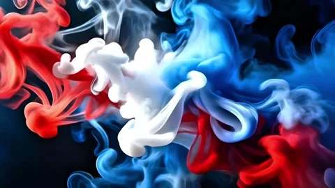Red White and Blue Ink Smoke Abstract Loop 库存影片 338038938
