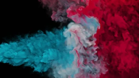 Red, white and blue inks come out from different sides of the black screen and Stock Footage 169784161