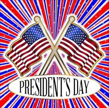 Red White And Blue Rays Background With Stars And Presidents Day Flag Pin Stock Illustration