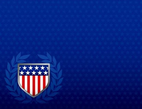 Red white and blue shield on a star background Illustration