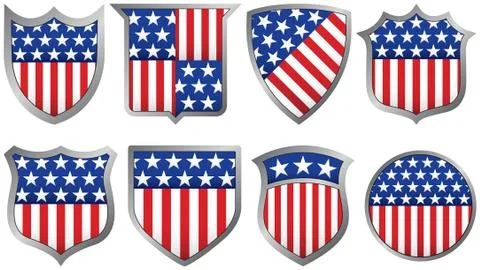 Red white and blue shields Иллюстрация