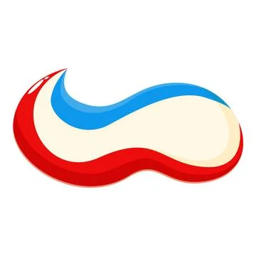 Red white and blue toothpaste swirl creating abstract shape Stock Illustration