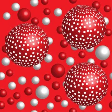 Red White Balls Seamless Pattern 스톡 일러스트