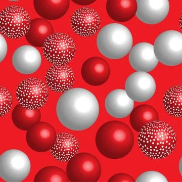 Red White Balls Seamless Pattern Illustrazione stock
