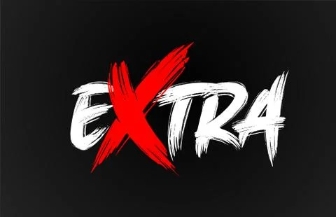Red white black extra grunge brush stroke word text for typography logo desig Stock-Illustration