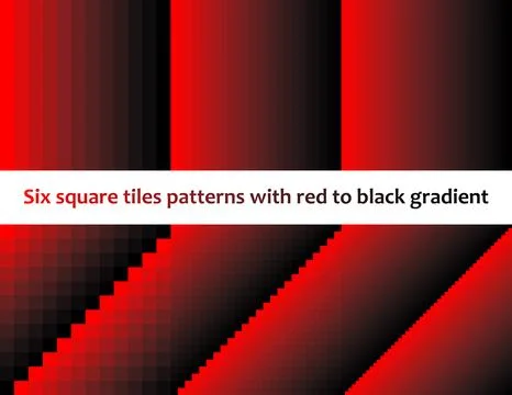 Red to white black in square tiles, seamless vector pattern, monochromatic Stock Illustration