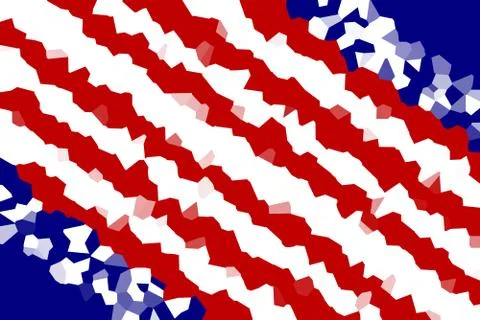 Red, White &amp; Blue Blurred Smooth Low Poly Gradient Crystallize Stripes Stock Illustration