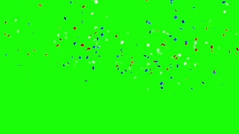 Red White Blue Confetti Exploding from the Bottom on Green Screen Video stock 311353152