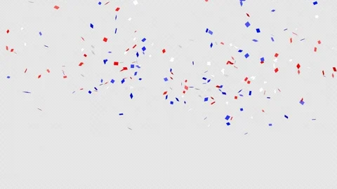 Red White Blue Confetti Exploding from the Bottom on Transparent Background Stock Footage 311353158