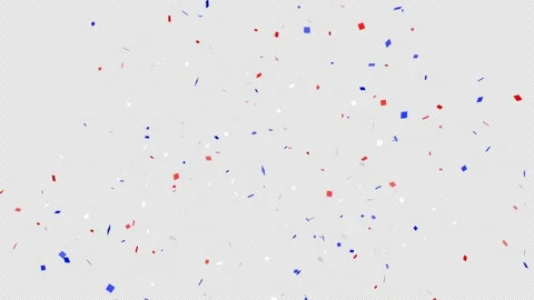 Red White Blue Confetti Exploding from the Center on Transparent Background Stock Footage 311353173