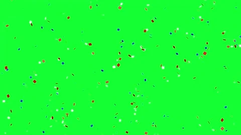 Red White Blue Confetti Falling from the Top on Green Screen Stock Footage 311353172