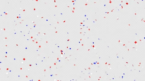 Red White Blue Confetti Falling from the Top on Transparent Background Stock Footage 311353189