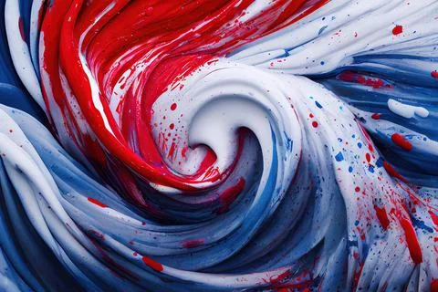 Red White Blue Paint Cyclone Swirls Stock Illustration