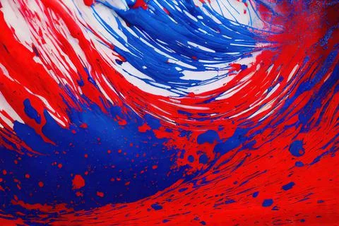 Red White Blue Paint Splatters Stock Illustration