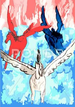 Red white blue painting Stock Illustration