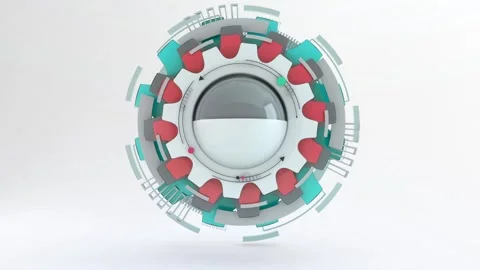 Red white blue Tech Gears 3d industry animation Stock Footage 242075904