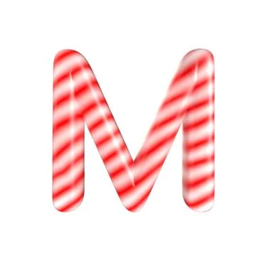 Red White candy letter M Isolated on white background Illustrazione stock