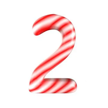 Red white candy number 2 Isolated on white background Stock Illustration