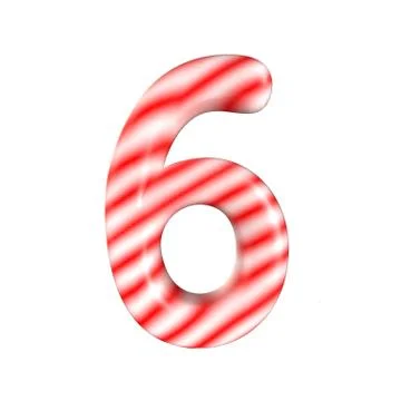 Red white candy number 6 Isolated on white background Stock Illustration