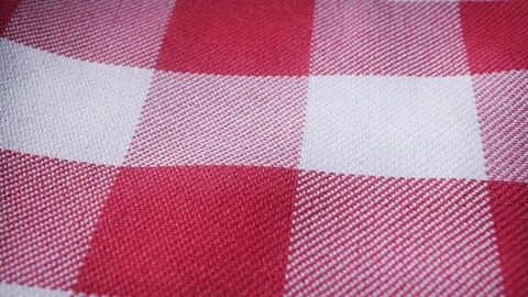 Red &amp; white checkered pattern table cloth extreme close up stock footage Stock Footage 90446752