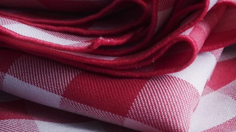 Red &amp; white checkered pattern table cloth extreme close up stock footage Stock Footage 90448269