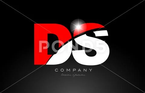 Red white color letter combination ds d s alphabet for logo icon design ...