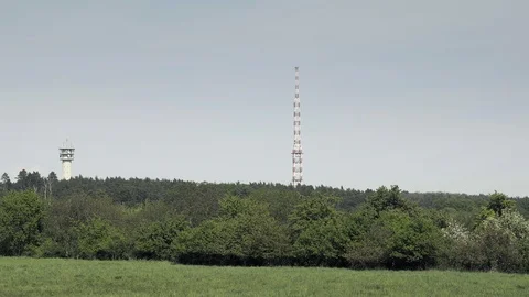 Red-white communications tower Видео 94020930