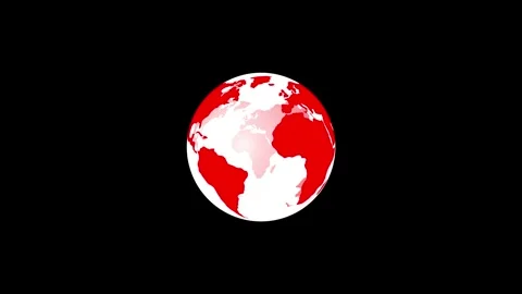 Red White Earth Globe World Map Animation Stock Footage 343046284