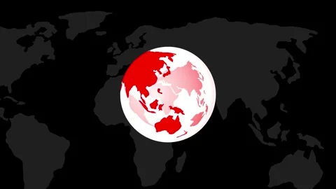 Red White Earth Globe World Map Animation Stock Footage 343046308