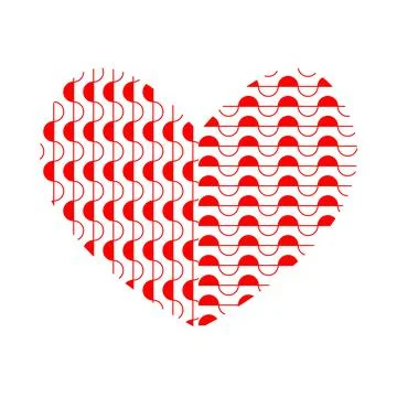 Red white graphic drawing of human heart symbol Stock Illustration