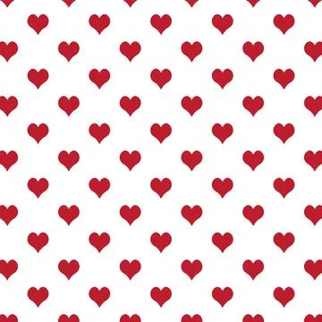 Red White Heart Seamless Pattern Romantic Love Background Vector Stock Illustration