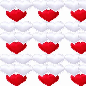 Red white heart on white background isolated, pattern, close-up Stock Illustration