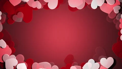 Red White Hearts Frame Loop Valentine Greeting Card Wedding Background Stock Footage 341826944