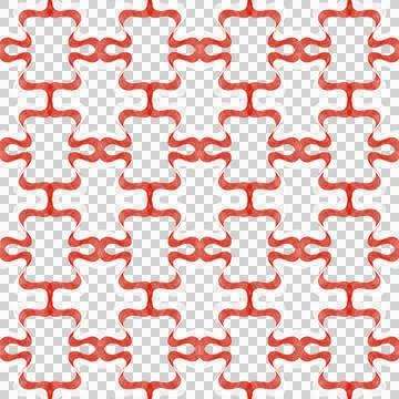 Red White Interlocking Shape Geometric Seamless Pattern Stock Illustration