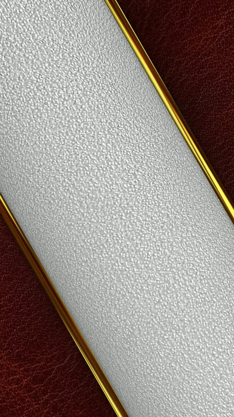 Red White Leather Textures Rotating with Gold Stripes, Elite Abstract Loop 動画素材 343253339