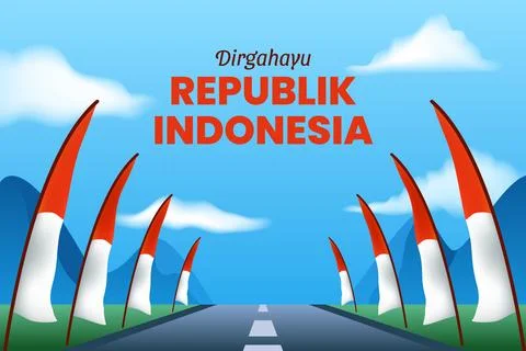 Red White Long Flag Along Way 스톡 일러스트