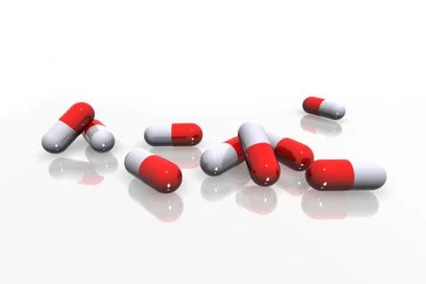 Red white pills Stock Illustration