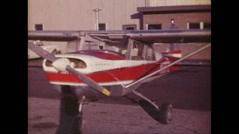 Red &amp; White Plane Stock Footage 135189015