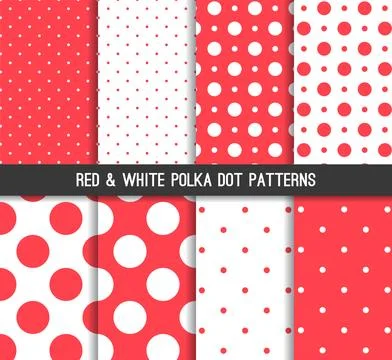 Red White Polka Dots Pattern Collection Vector 스톡 일러스트