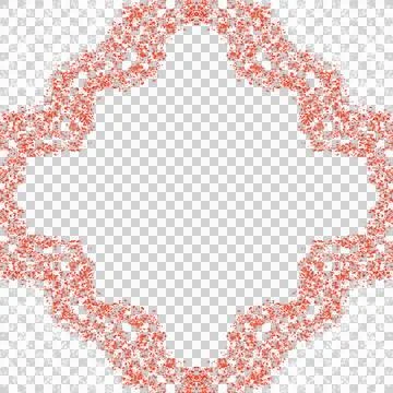 Red White Rough Stipple Ornate Center Frame Overlay Stock Illustration