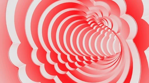 Red white round curved tunnel. Seamless loop Stock Footage 88459825