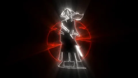 Red White Samurai Warrior Animated Logo with Reveal Effect &amp; Light Rays Stock Footage 112751142